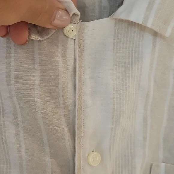 BROOKS BROTHERS Irish linenshort sleeve camp collar  STRIPED sport SHIRT - Picture 5 of 12